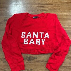 PrettyLittleThing Red 'Santa Baby' Crop Top